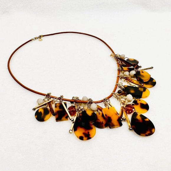 LOFT Faux Tortoise Shell Acrylic Necklace - Autumn Colors - Picture 5 of 6